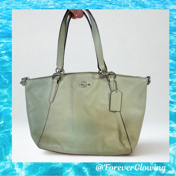 Coach Handbags - Coach Pebbled Leather Tote Purse - Light Sage Green – Authenticity Certified